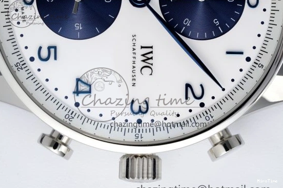 MIROTIME 0205 Portuguese Chrono IW371620 APSF 1:1 Best Edition White Blue Dial on Blue Leather Strap A MultiPurpose 7039